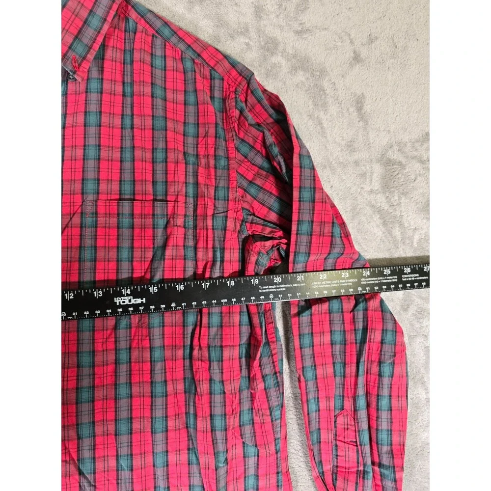 Banana Republic Shirt Mens Medium 15 - 15.5 Red Plaid Long Sleeve Cotton Button